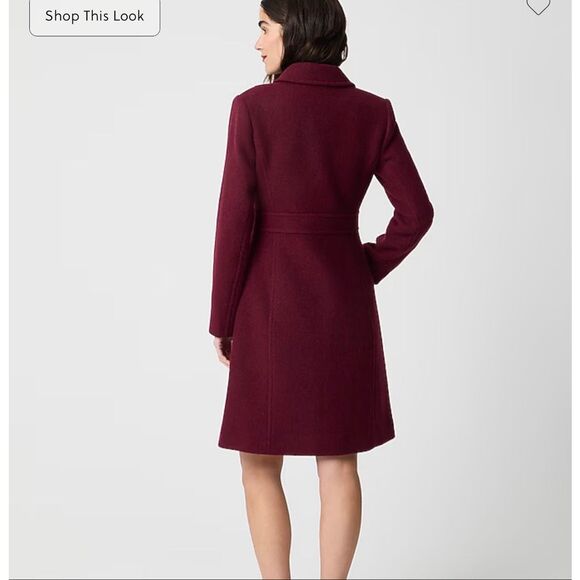 J. Crew wool blend Lady day coat in vintage burgundy jeweled buttons size 4 NWT - Picture 3 of 10